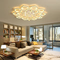 Lotus Crystal Chandelier – Luxury LED Ceiling Light, Petal Form, Gold Finish for Living Room