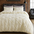 Luxury Pinch Pleat Duvet Cover Set, Soft Breathable Microfiber, Wrinkle-Resistant Bedding - King/Queen Size Options
