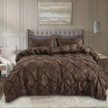 Luxury Pinch Pleat Duvet Cover Set, Soft Breathable Microfiber, Wrinkle-Resistant Bedding - King/Queen Size Options