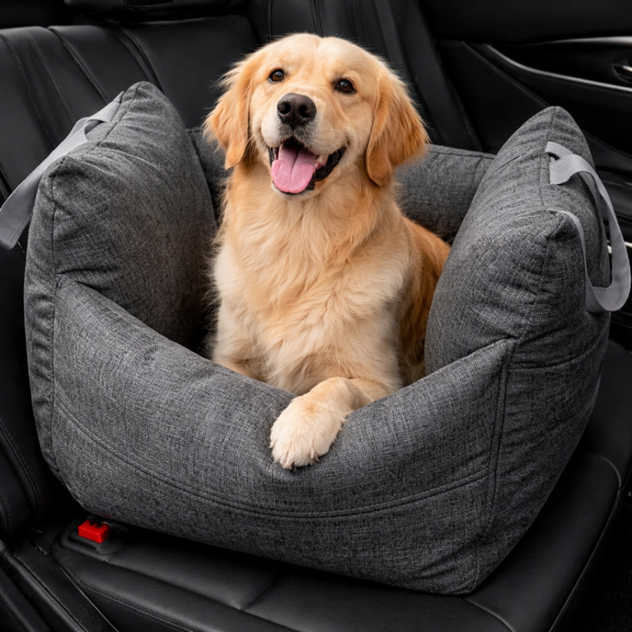 Luxury Waterproof Dog Car Seat with Adjustable Leashes | Cozy Pet Car Seat for Safe Travel 0