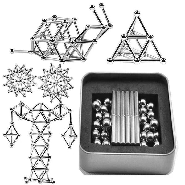 Magnetic Building Tiles | Creative Construction Set with 48 Rods & 35 Balls | Stress Relief for All Ages