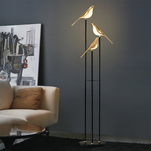 MagpieGlow | Elegant Gold Floor Lamp with Unique Design | Modern Lighting for Artistic Interiors 0