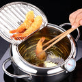Master Fryer with Thermometer | Stainless Steel Tempura Deep Fry Pot 0