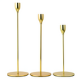Metallic Taper Candle Holders Set of 3 with Brushed Finish – Elegant Gold Candle Stick Holders for Home Decor and Events
