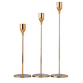 Metallic Taper Candle Holders Set of 3 with Brushed Finish – Elegant Gold Candle Stick Holders for Home Decor and Events