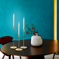 Metallic Taper Candle Holders Set of 3 with Brushed Finish – Elegant Gold Candle Stick Holders for Home Decor and Events