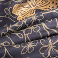 Midnight Butterfly Duvet Cover Set – 3-Piece Cotton Microfiber Bedding for Queen Size, Elegant Golden Floral Design