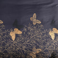 Midnight Butterfly Duvet Cover Set – 3-Piece Cotton Microfiber Bedding for Queen Size, Elegant Golden Floral Design