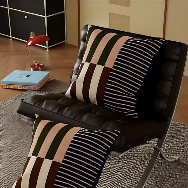 Mod Blocks Striped Cushion Cover 18x18 Inches Microfiber Blend with Double-Sided Print and Concealed Zipper