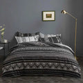 Modern Boho Bedding Set - Microfiber Duvet Cover and Pillowcases with Monochrome Geometric Pattern for Stylish Bedrooms