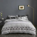 Modern Boho Bedding Set - Microfiber Duvet Cover and Pillowcases with Monochrome Geometric Pattern for Stylish Bedrooms
