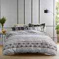 Modern Boho Bedding Set - Microfiber Duvet Cover and Pillowcases with Monochrome Geometric Pattern for Stylish Bedrooms