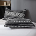 Modern Boho Bedding Set - Microfiber Duvet Cover and Pillowcases with Monochrome Geometric Pattern for Stylish Bedrooms