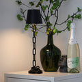 Modern Chain-Link Table Lamp with Rechargeable Touch LED – Cordless Black Desk or Bedside Lamp for Ambient Lighting