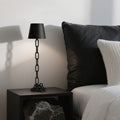 Modern Chain-Link Table Lamp with Rechargeable Touch LED – Cordless Black Desk or Bedside Lamp for Ambient Lighting