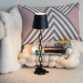 Modern Chain-Link Table Lamp with Rechargeable Touch LED – Cordless Black Desk or Bedside Lamp for Ambient Lighting