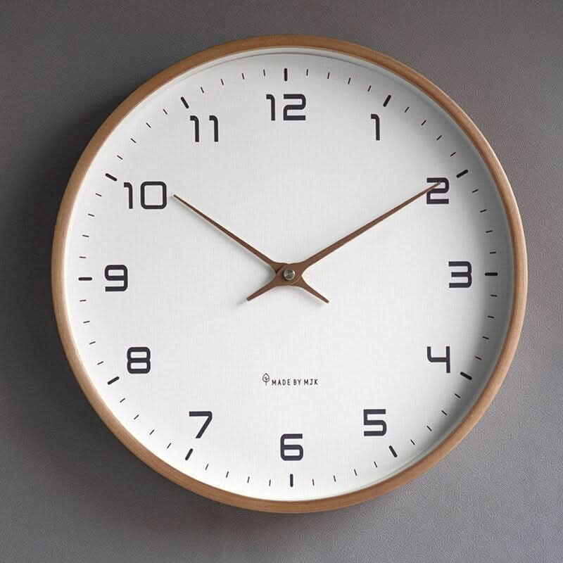 Modern Wooden Wall Clock – Scandinavian Minimalist Design for Home and Office Décor, Silent Quartz Movement, 10/12/14 Inch Options