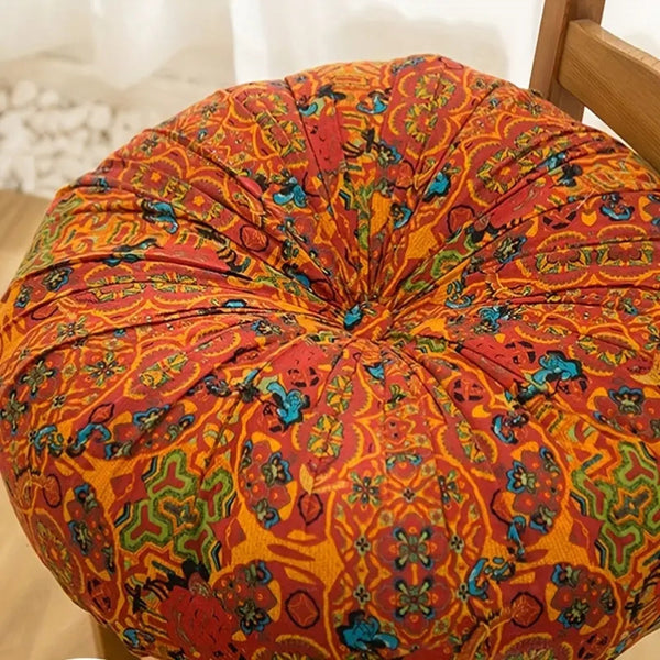 Moroccan-Inspired Plush Meditation Cushion - Soft Cotton Microfiber Blend Yoga Pillow with Boho Woven Design for Comfortable Floor Seating