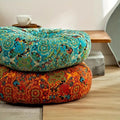Moroccan-Inspired Plush Meditation Cushion - Soft Cotton Microfiber Blend Yoga Pillow with Boho Woven Design for Comfortable Floor Seating