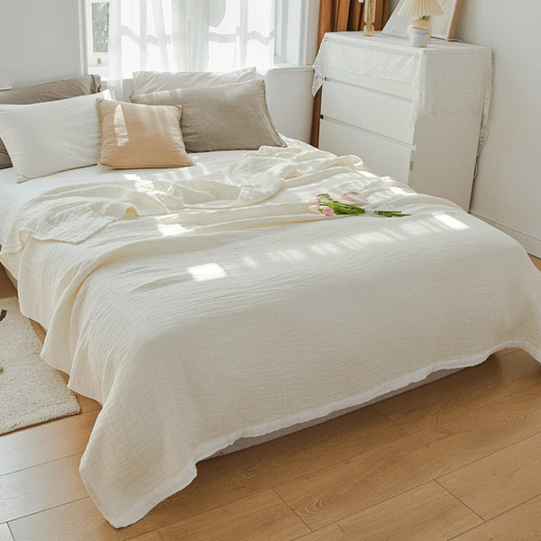 Multi-Layer Muslin Cotton Blanket – Six Breathable Layers for All-Season Comfort, Lightweight, Machine Washable, Available in Double, Queen, King
