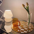 Murano-Style Glass Mushroom Table Lamp with USB Power and Stepless Dimming – Elegant Bedside or Desk Lamp for Bedroom Ambiance