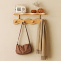 Natural Bamboo Wall Mounted Coat Rack with Hooks & Shelf for Organized Entryway 3