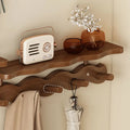 Natural Bamboo Wall Mounted Coat Rack with Hooks & Shelf for Organized Entryway 4