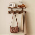 Natural Bamboo Wall Mounted Coat Rack with Hooks & Shelf for Organized Entryway 6