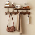 Natural Bamboo Wall Mounted Coat Rack with Hooks & Shelf for Organized Entryway 7