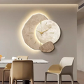 Natural Wood Wall Clock with Soft LED Glow – Modern Wall Clock Decor, 40x40 cm, Silent Quartz Movement