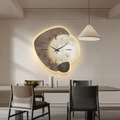 Natural Wood Wall Clock with Soft LED Glow – Modern Wall Clock Decor, 40x40 cm, Silent Quartz Movement
