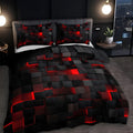 Neon 3D Grid Duvet Cover Set – Breathable Microfiber Cotton Blend, All-Season Comfort, Includes 1 Duvet Cover and 2 Pillowcases
