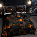 Neon 3D Grid Duvet Cover Set – Breathable Microfiber Cotton Blend, All-Season Comfort, Includes 1 Duvet Cover and 2 Pillowcases