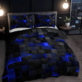 Neon 3D Grid Duvet Cover Set – Breathable Microfiber Cotton Blend, All-Season Comfort, Includes 1 Duvet Cover and 2 Pillowcases