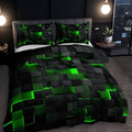 Neon 3D Grid Duvet Cover Set – Breathable Microfiber Cotton Blend, All-Season Comfort, Includes 1 Duvet Cover and 2 Pillowcases