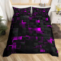 Neon 3D Grid Duvet Cover Set – Breathable Microfiber Cotton Blend, All-Season Comfort, Includes 1 Duvet Cover and 2 Pillowcases