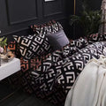 Noir Enigma Duvet Cover Set – 3-Piece Geometric Pattern Bedding, Soft Microfiber Blend for King and Queen Sizes