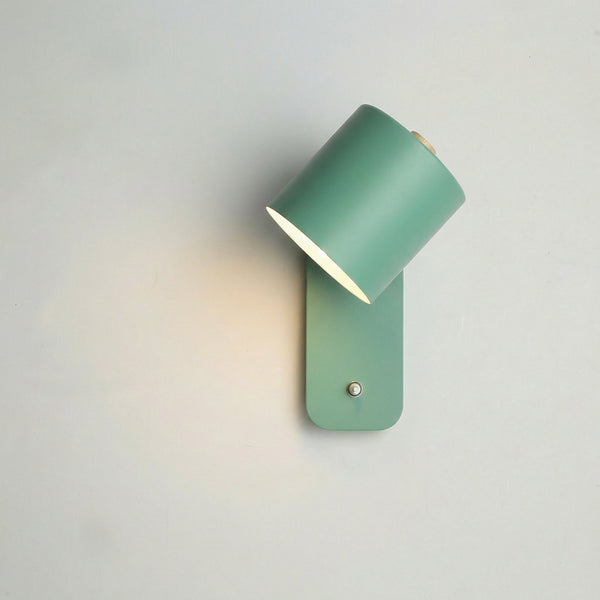 Nordic Adjustable Wall Lamp with Switch – Minimalist Cylindrical Sconce, Bedroom & Hallway
