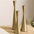 Nordic Brass Waist Candlestick Holder Set of 3 - Durable Iron with Lacquer Finish for Elegant Home Decor