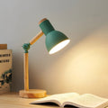 Nordic Wooden Desk Lamp with Adjustable Head and Soft Eye-Friendly Light – Natural Rubberwood Base and Metal Shade