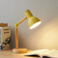 Nordic Wooden Desk Lamp with Adjustable Head and Soft Eye-Friendly Light – Natural Rubberwood Base and Metal Shade