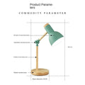 Nordic Wooden Desk Lamp with Adjustable Head and Soft Eye-Friendly Light – Natural Rubberwood Base and Metal Shade