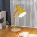 Nordic Wooden Desk Lamp with Adjustable Head and Soft Eye-Friendly Light – Natural Rubberwood Base and Metal Shade