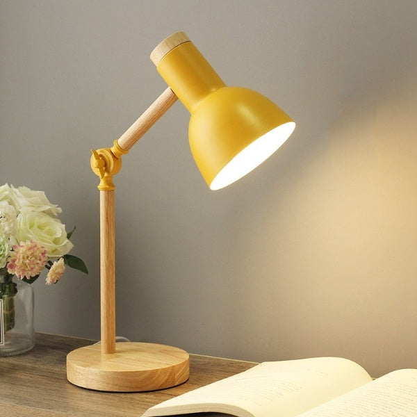 Nordic Wooden LED Desk Lamp with Adjustable Arm and Warm Light for Home Office – Minimalist Design, Energy-Efficient Illumination