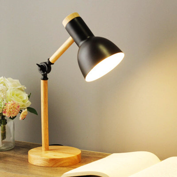 Nordic Wooden LED Desk Lamp with Adjustable Arm and Warm Light for Home Office – Minimalist Design, Energy-Efficient Illumination