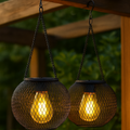 Outdoor Solar Lanterns - Metal Mesh Hanging Garden Lights with Warm LED Glow for Patios and Outdoor Decor