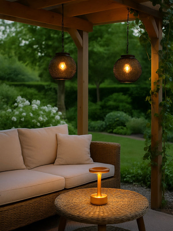 Outdoor Solar Lanterns - Metal Mesh Hanging Garden Lights with Warm LED Glow for Patios and Outdoor Decor