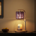 Plug-In Candle Warmer Lamp with Wood Base and Purple Crystal Shade, Multi-Level Dimming and Timer