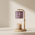 Plug-In Candle Warmer Lamp with Wood Base and Purple Crystal Shade, Multi-Level Dimming and Timer
