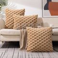 Plush Cream White Cushion Cover with 3D Texture – Soft Couch Cushion Cover for Living Room and Bedroom